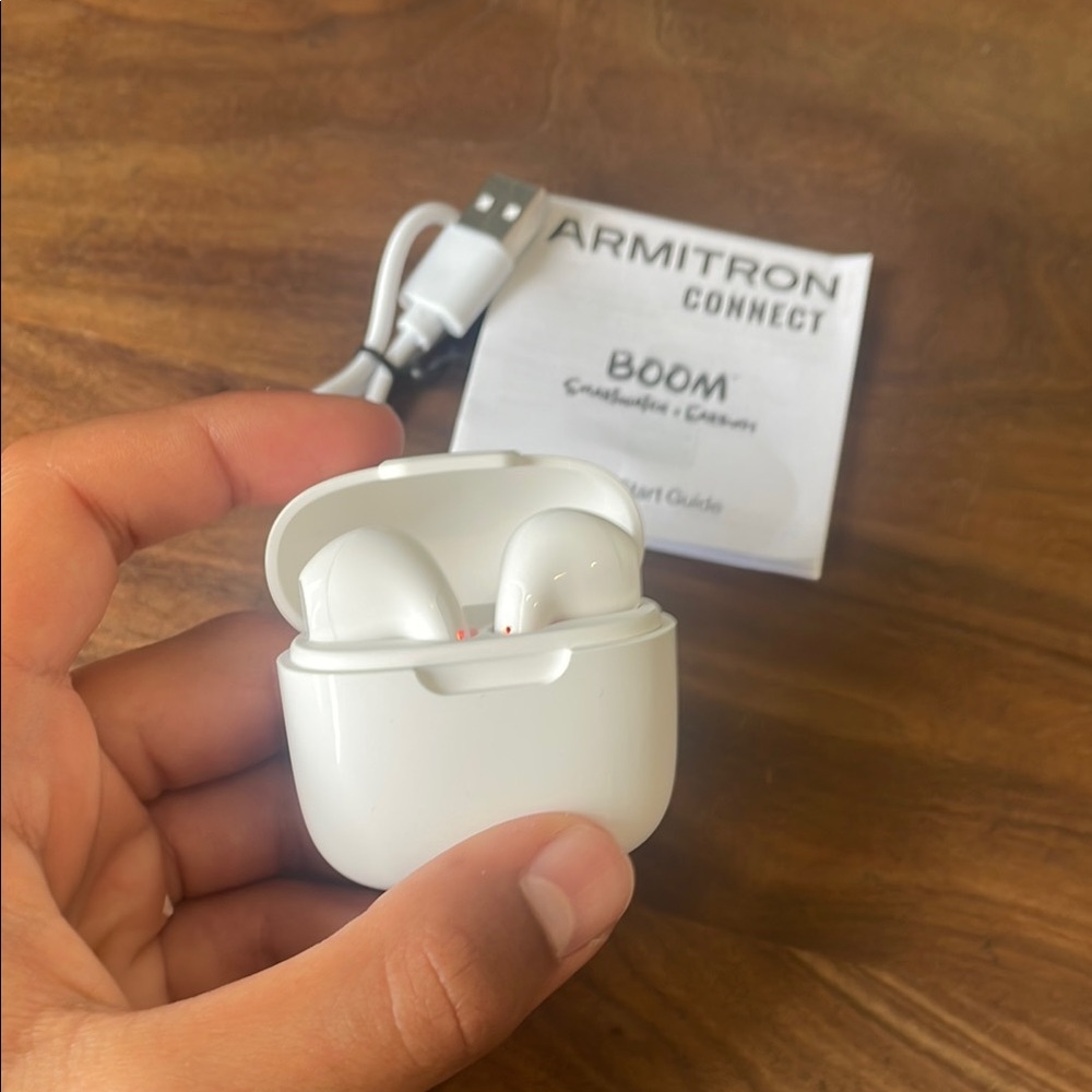 White Wireless Earbuds with Charging Case